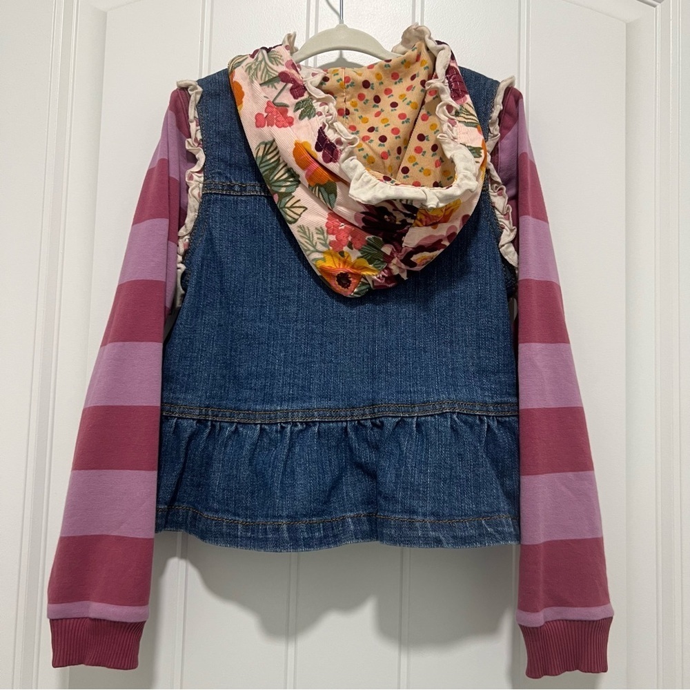 Matilda Jane Labyrinth Convertible Jean Jacket Hooded Vest Size 6 - Picture 5 of 5